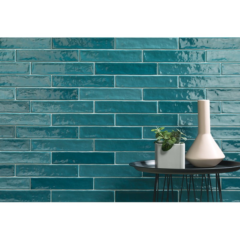 PIASTRELLA MIX TURCHESE BRILLO 5X25 IRREGULAR