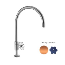 MONOMANDO DE COCINA TUBS VOLANTE FLOR MARINO COBRE PULIDO