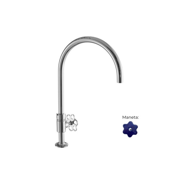 MONOMANDO DE COCINA TUBS VOLANTE FLOR DENIM CROMO BRILLO