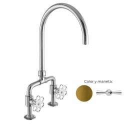 MONOMANDO DE COCINA TUBS VERTICAL VOLANTE CÓNICO LATÓN PULIDO