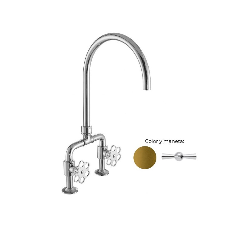 MONOMANDO DE COCINA TUBS VERTICAL VOLANTE CÓNICO LATÓN PULIDO