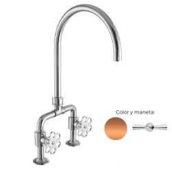 MONOMANDO DE COCINA TUBS VERTICAL VOLANTE CÓNICO COBRE PULIDO