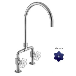 MONOMANDO DE COCINA TUBS VERTICAL VOLANTE FLOR DENIM CROMO BRILLO
