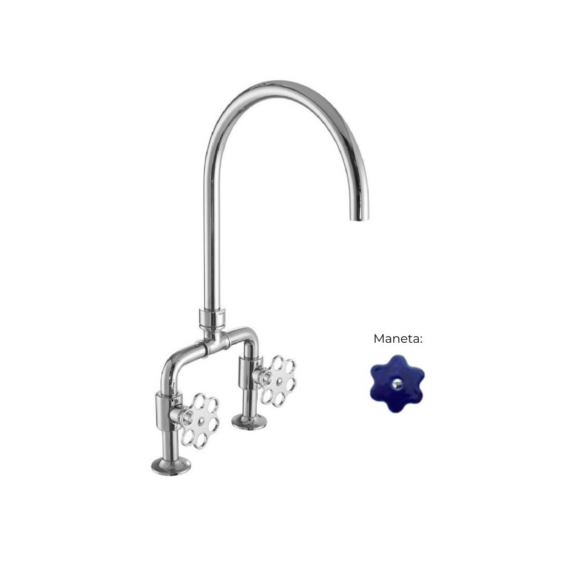 MONOMANDO DE COCINA TUBS VERTICAL VOLANTE FLOR DENIM CROMO BRILLO