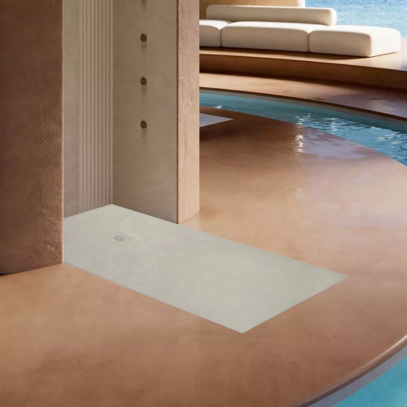 plato ducha base beton crema 140x90
