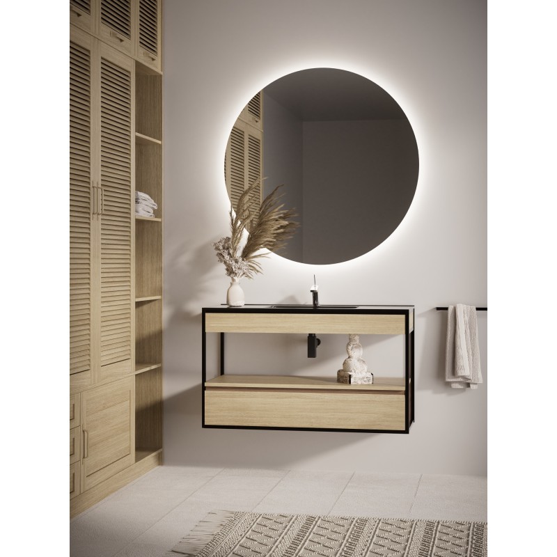 Espejo Circle Ø80 Led Con Antivaho Y Táctil