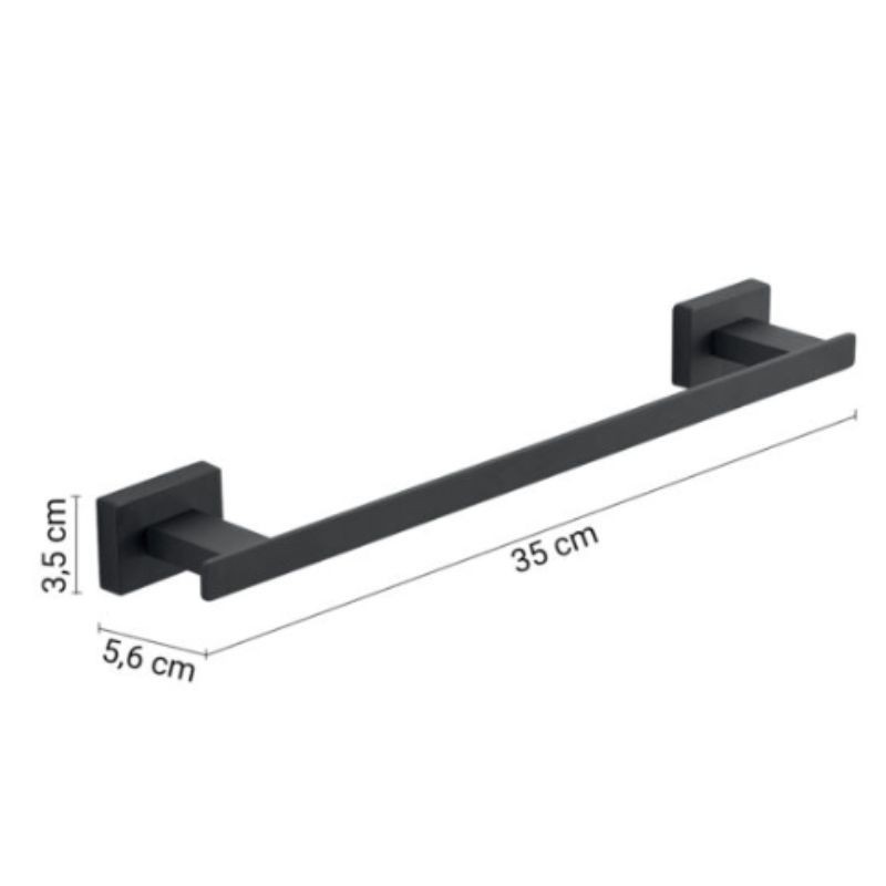 Toallero barra Atena negro mate 35x5,6x3,5 cm