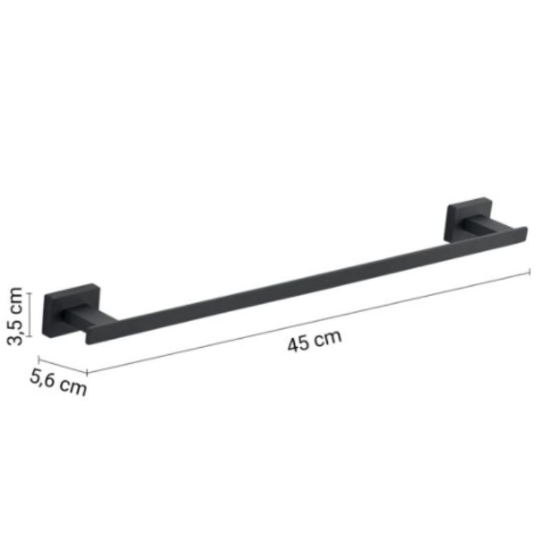 Toallero barra Atena negro mate 45x5,6x3,5 cm