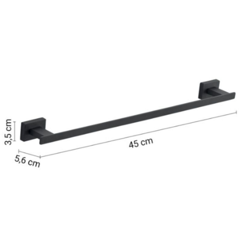 Toallero barra Atena negro mate 60x5,6x3,5 cm