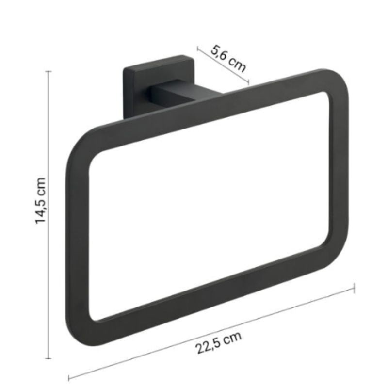 Toallero de aro Atena negro mate 22,5x5,6x14,5 cm