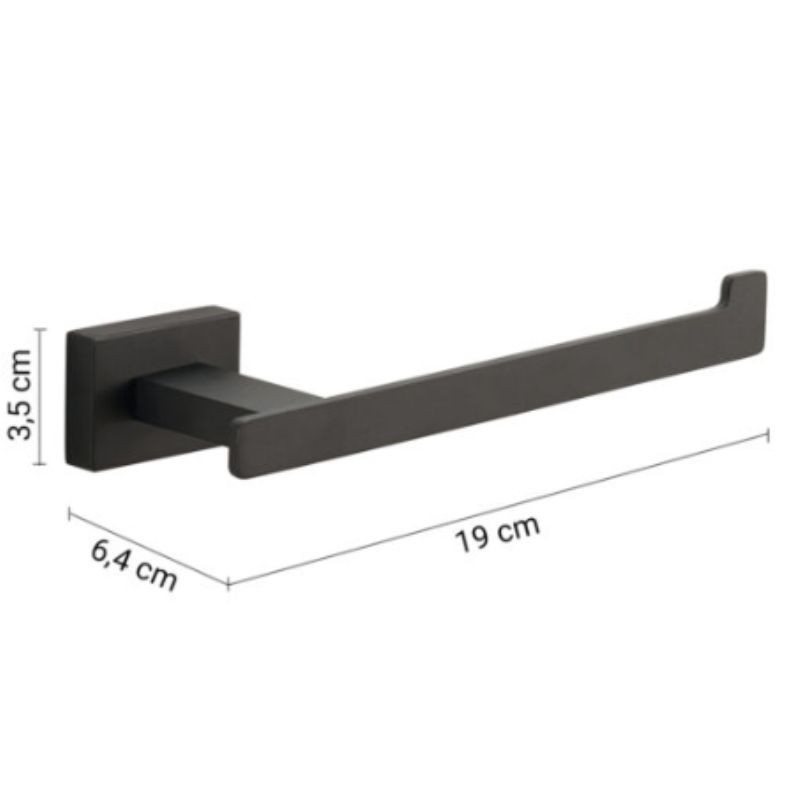Portarrollos sin tapa Atena negro mate 19x6,4x3,5 cm