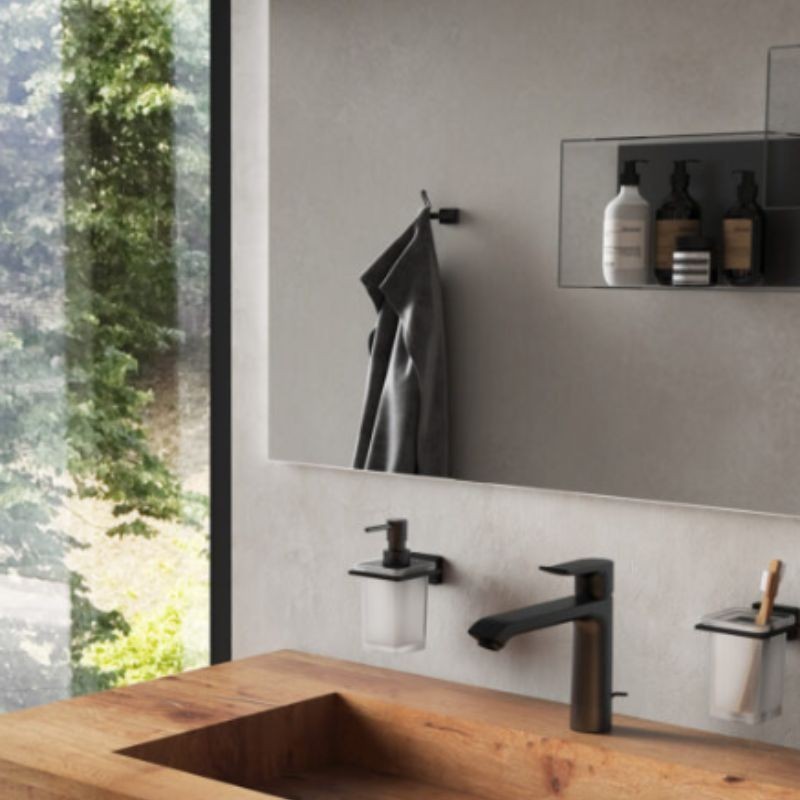 Perchero de baño doble Atena negro mate 8,8x4,5x3,5 cm
