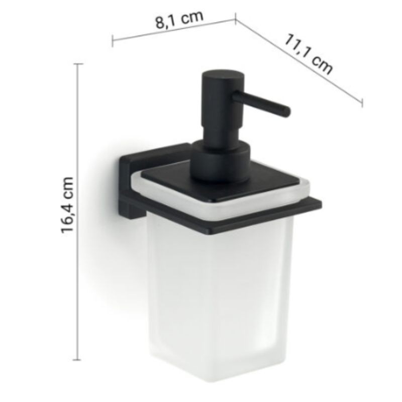 Dosificador de jabón Atena negro mate 8,1x11,1x16,4 cm