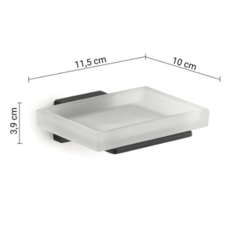 Jabonera Atena negro mate 11,5x10x3,9 cm