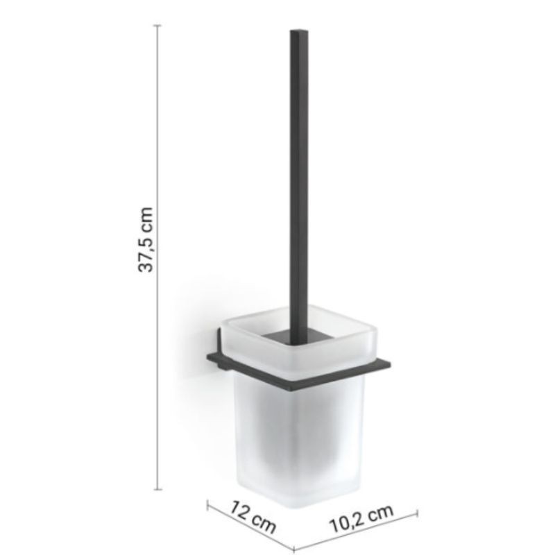 Escobillero de pared Atena negro mate 10,2x12x37,5 cm