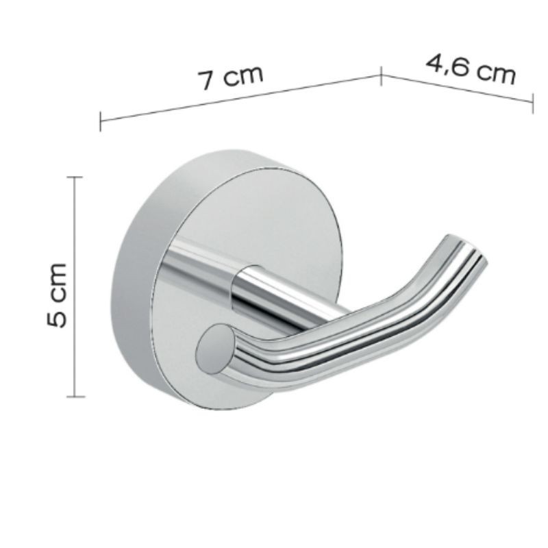 Percha doble Eros cromada 7x4,6x5 cm