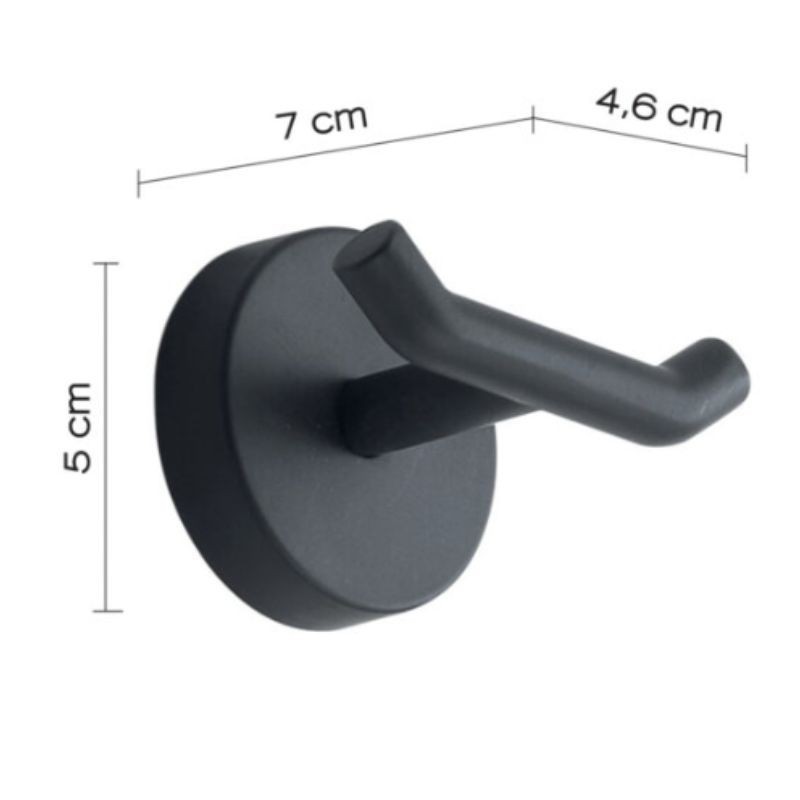 Percha doble Eros negro mate 7x4,6x5 cm