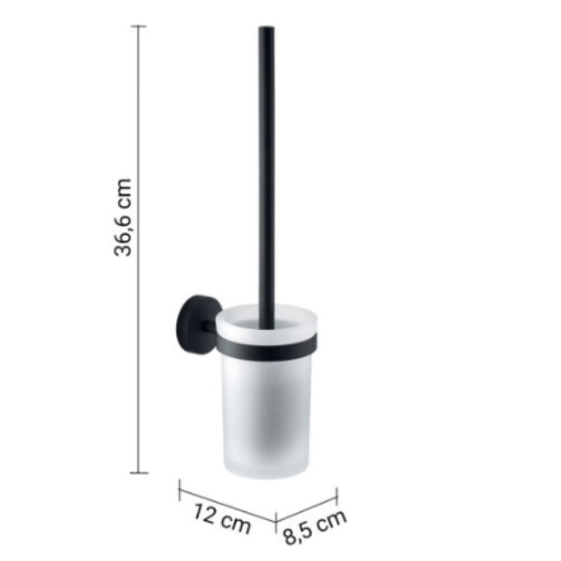 Escobillero de pared Eros negro mate 8,5x12x39,6 cm