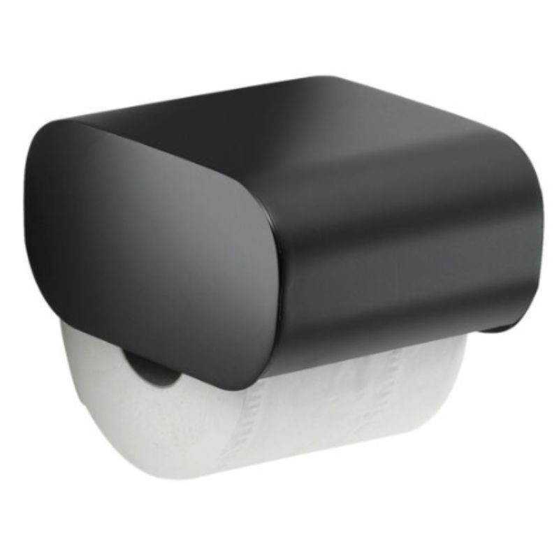 Portarrollos cubierto Outline negro mate 11,8x14x11 cm