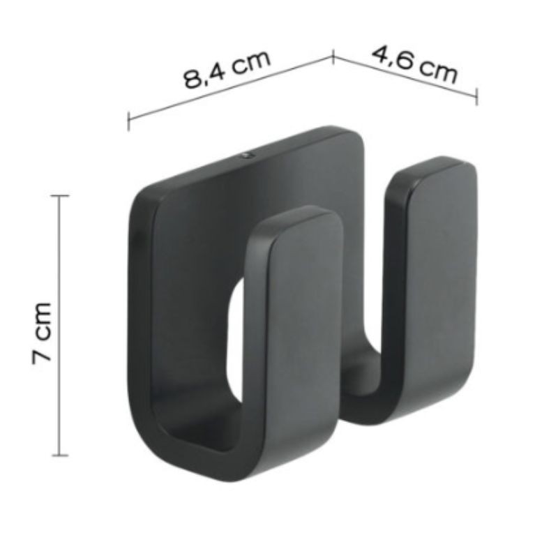 Percha doble Outline negro mate 8,4x4,6x7 cm