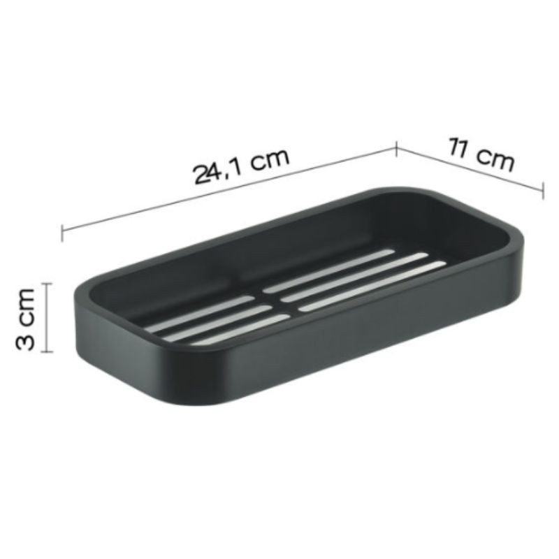 Jabonera rectangular ducha Outline negro mate 24x11x3 cm