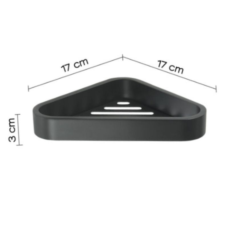 Jabonera angular ducha Outline negro mate 16,9x16,9x3 cm