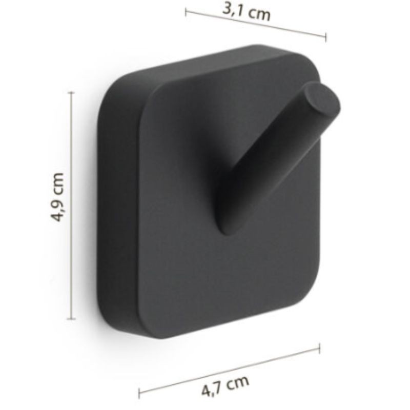 Colgador doble Tonga negro mate 4,7x3,1x4,9 cm