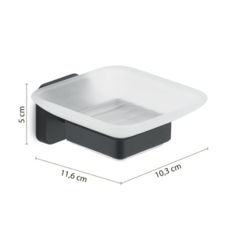 Jabonera Tonga negro mate 10,3x11,6x5 cm