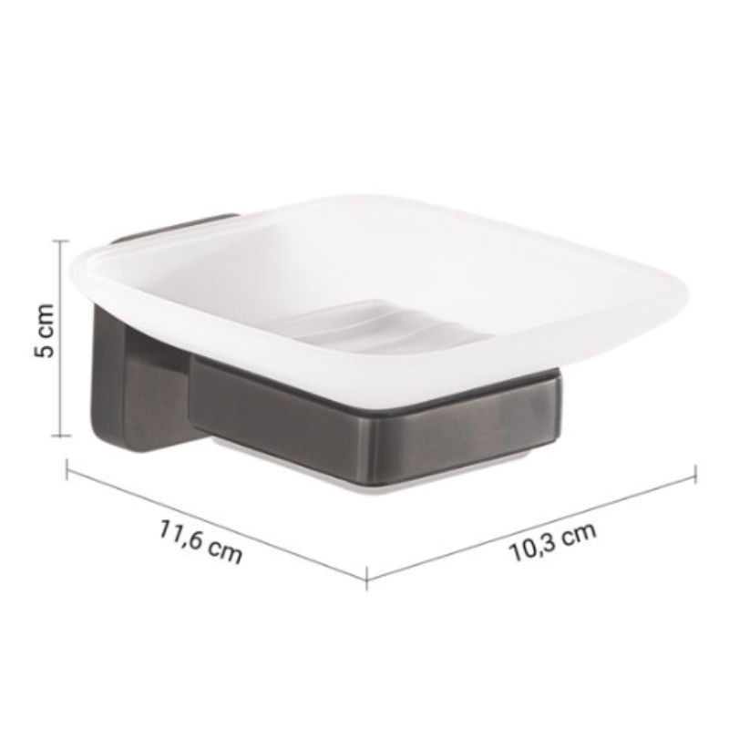 Jabonera Tonga Gun Metal 10,3x11,6x5 cm