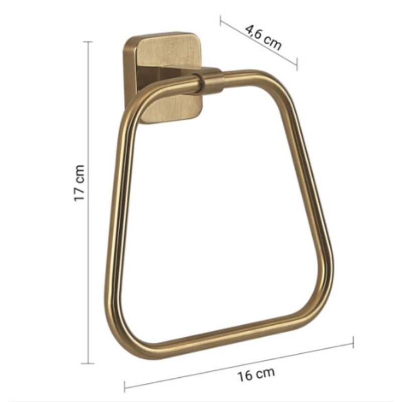 Toallero de argolla Tonga oro mate 17x4,6x16 cm