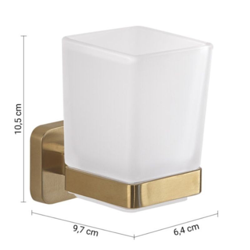 Portacepillos Tonga oro mate 6,4x9,7x10,5 cm
