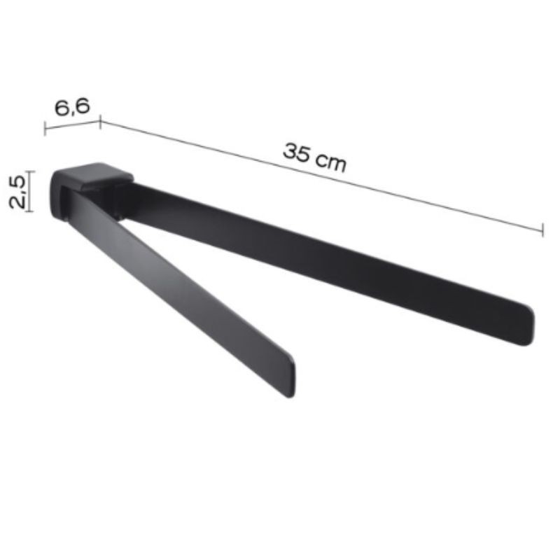 Toallero articulado negro 35 cm Pirenei | Ferrolan
