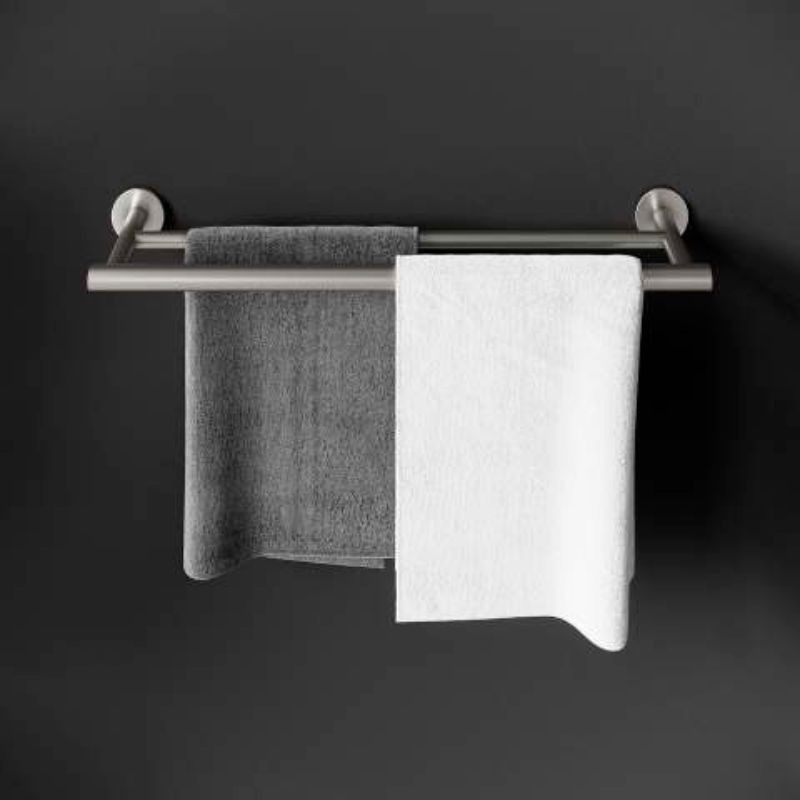 toallero doble, inox cepillado, barra 45 cm, baño funcional, fijación tornillos, diseño elegante, Cosmic Architec S+