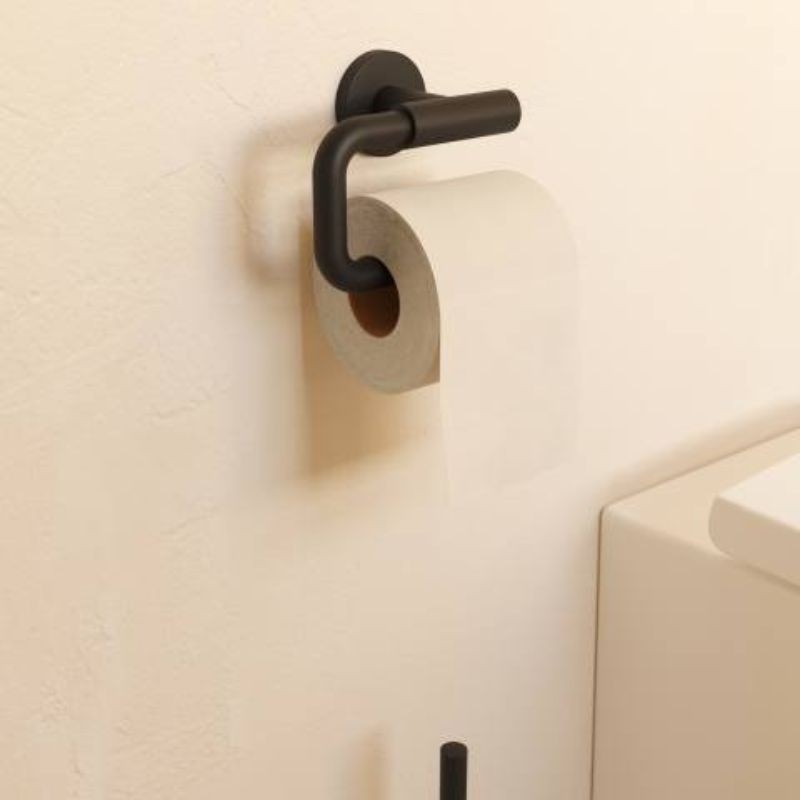 Portarrollos curvo con tapa Negro mate Architec S+ – Cosmic