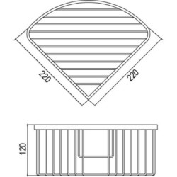 Jabonera rinconera acero inoxidable cromo 220x220x120 mm para baño