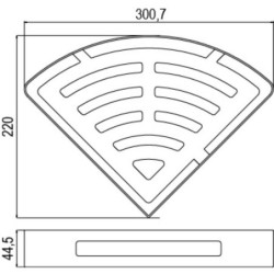 Jabonera rinconera triangular acero inoxidable cromo 301x220x45 mm para baño