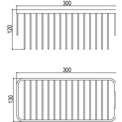 Jabonera rectangular acero inoxidable cromo 300x130x120 mm para baño