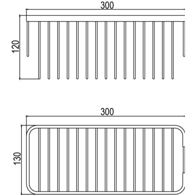 Jabonera rectangular acero inoxidable 300x130x120 cromo