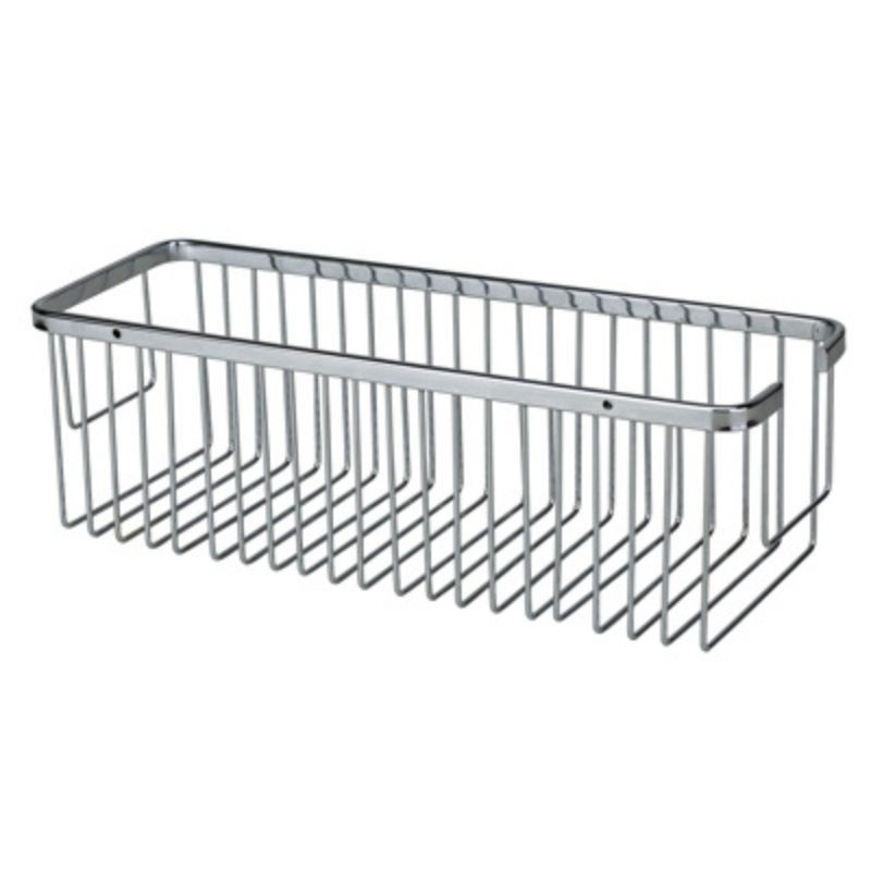 Jabonera rectangular acero inoxidable cromo 400x130x120 mm para baño