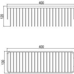 Jabonera rectangular acero inoxidable cromo 400x130x120 mm para baño