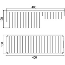 Jabonera rectangular doble nivel acero inoxidable cromo 400x130x120 mm para baño