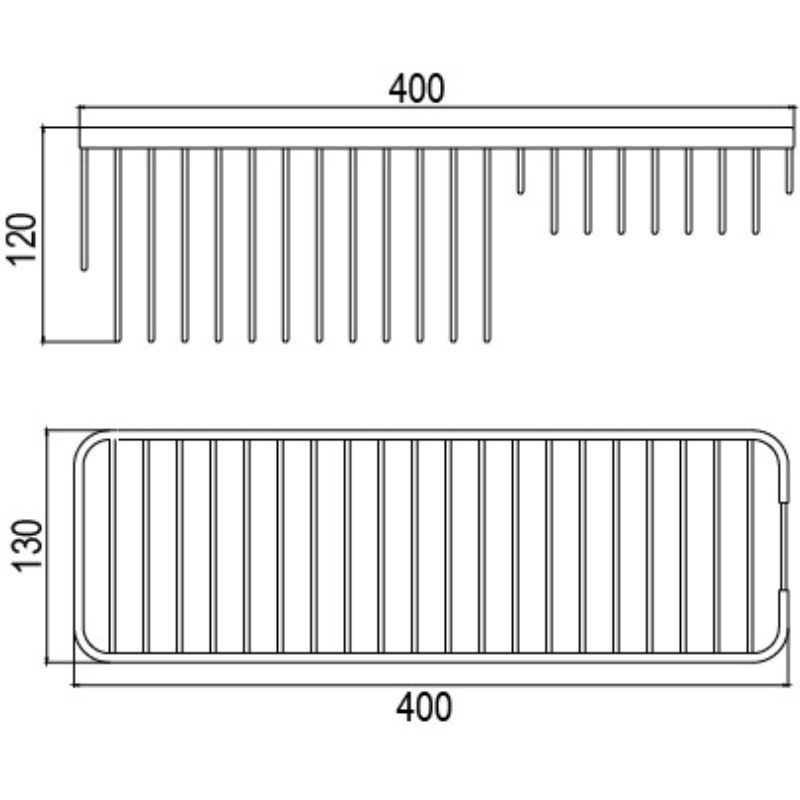 Jabonera rectangular doble nivel acero inoxidable 400x130x120 cromo