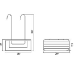 Jabonera colgar rectangular acero inoxidable cromo 280x125x390 mm para baño
