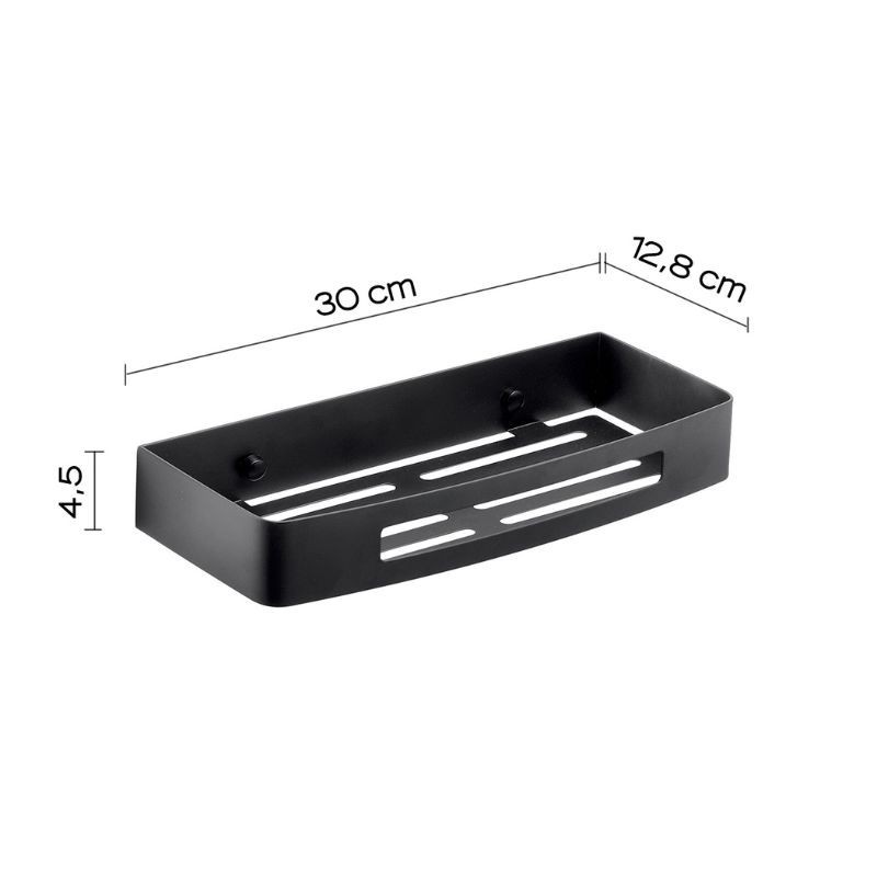 Nerva jabonera de ducha rectangular para ducha negro mate 300X45X128 MM