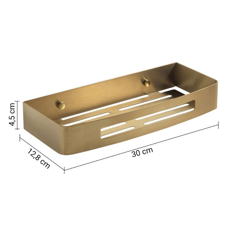 Nerva jabonera de ducha rectangular para ducha oro mate 300X45X128 MM