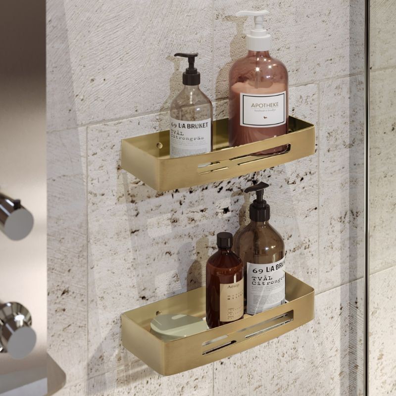Nerva jabonera de ducha rectangular para ducha oro mate 300X45X128 MM