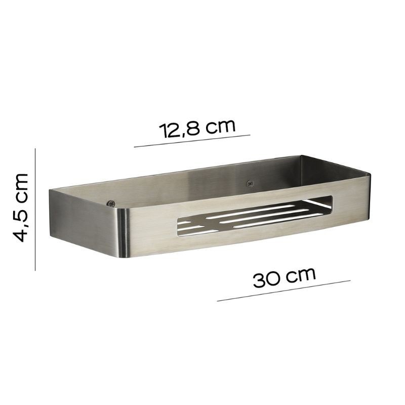 Nerva jabonera de ducha rectangular para ducha níquel cepillado 300X45X128 MM