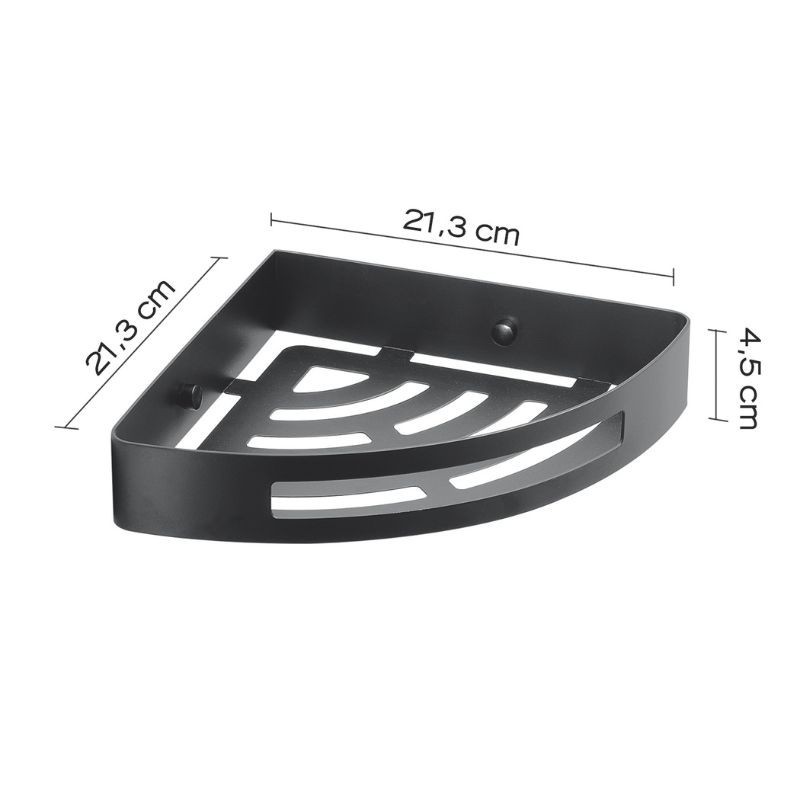 Nerva jabonera de ducha angular para ducha negro mate 210x210x45 mm