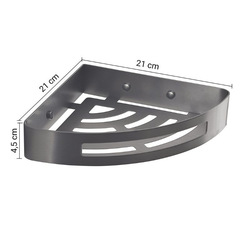 Nerva jabonera de ducha angular para ducha gun metal 210x210x45 mm