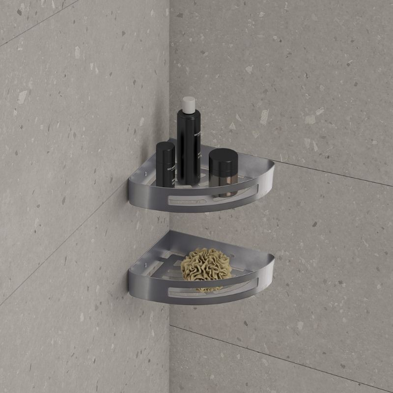 Nerva jabonera de ducha angular para ducha gun metal 210x210x45 mm